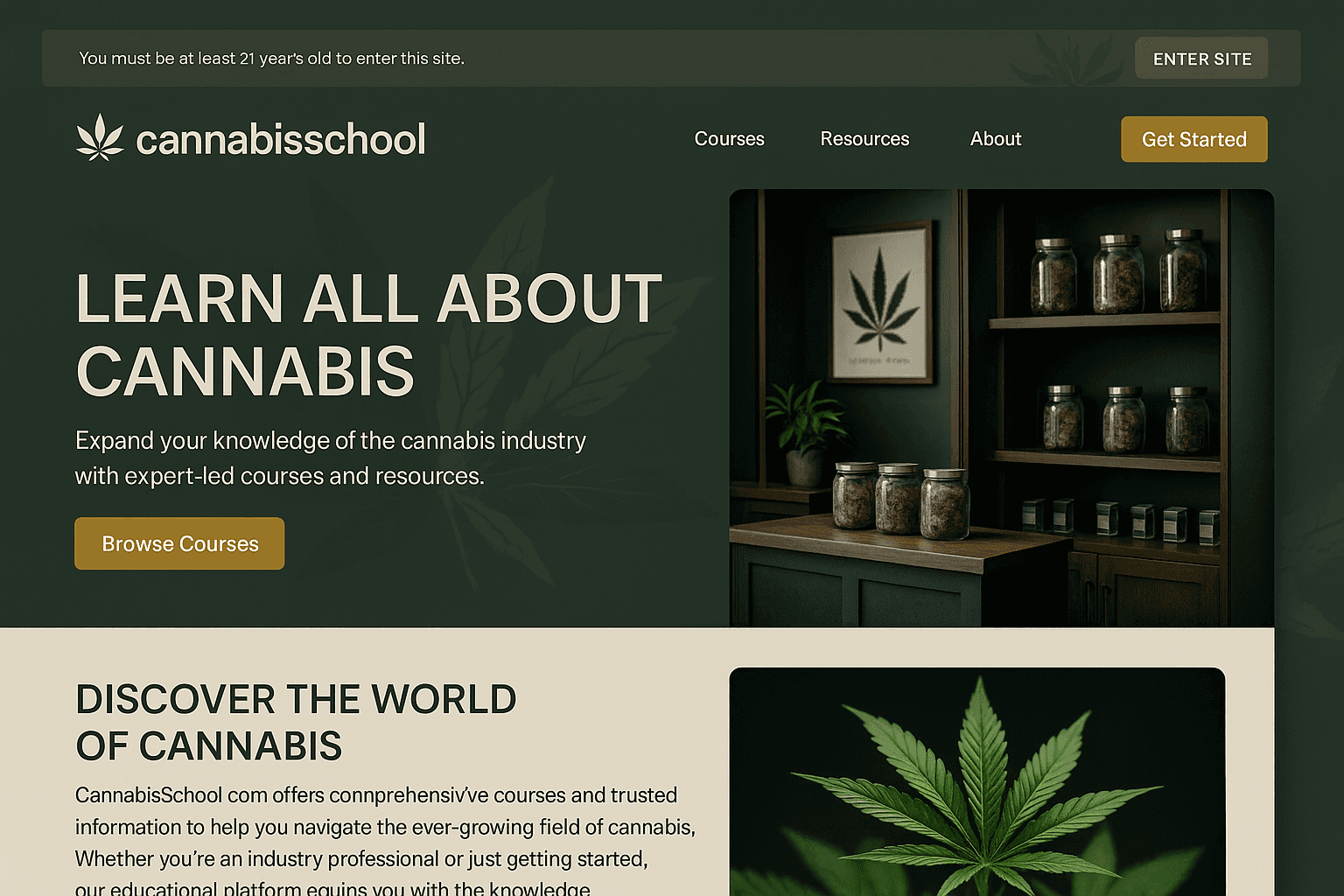 cannabischool.com website mockup